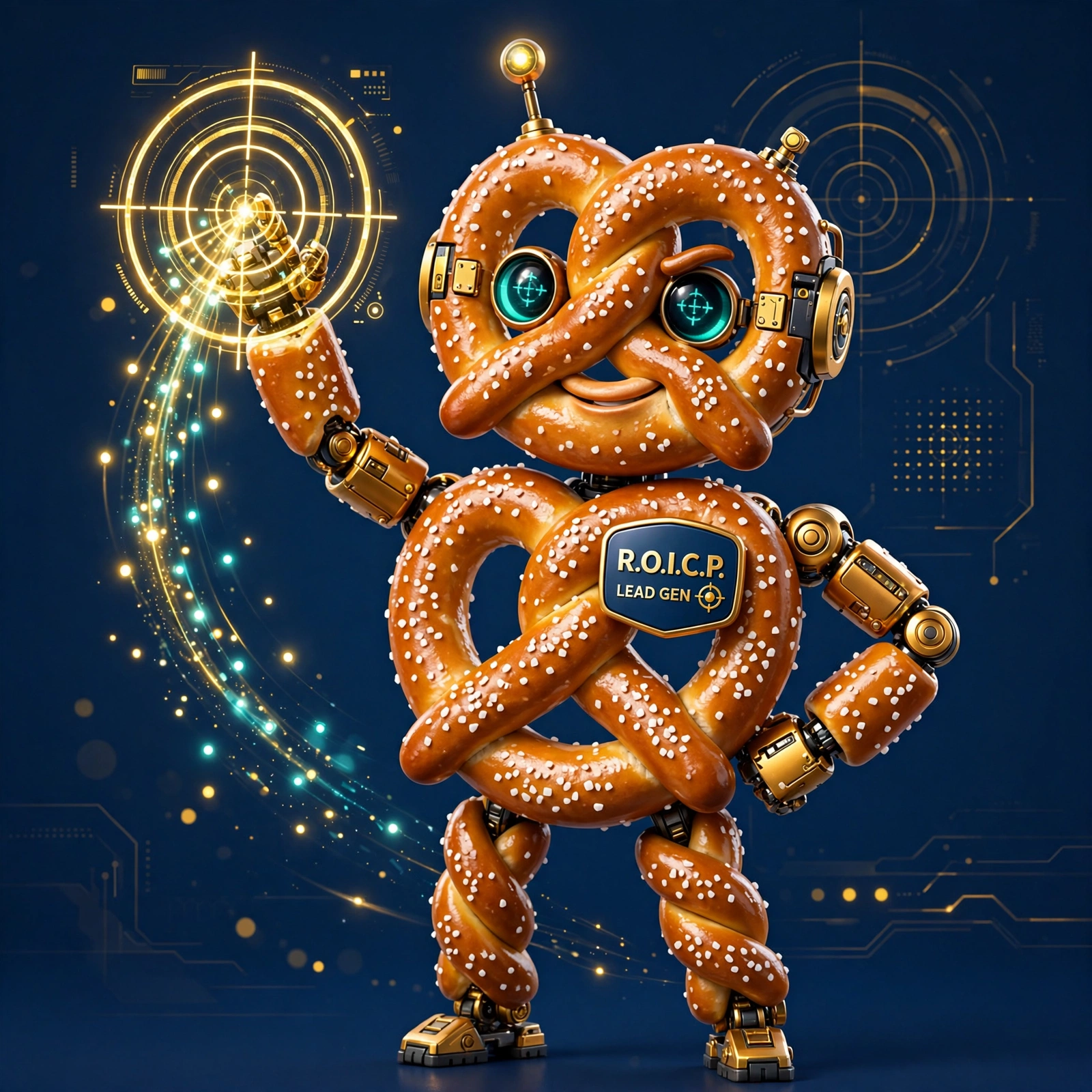 Salty, ROICP's pretzel-knot lead-gen robot